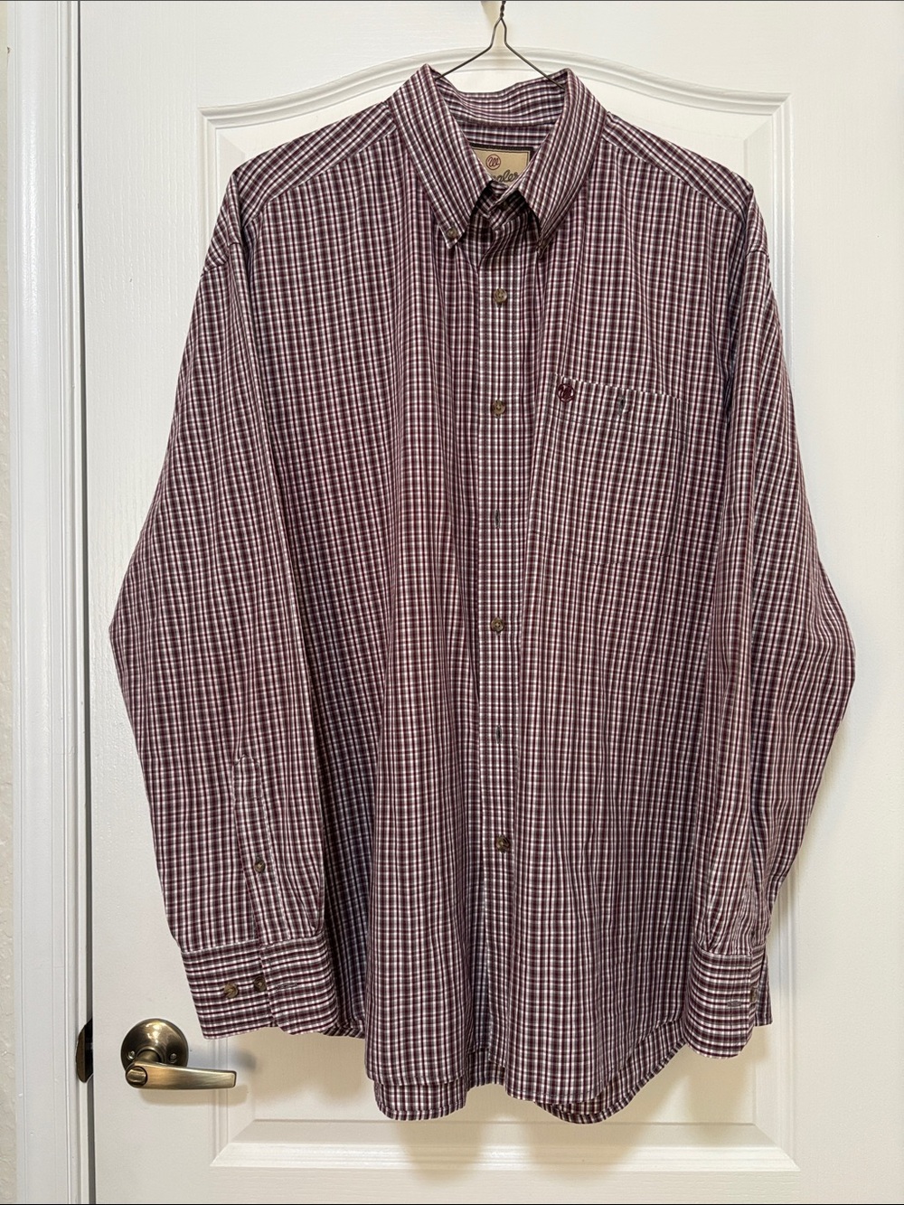 Men's Button-Down Shirt - Burgundy/White